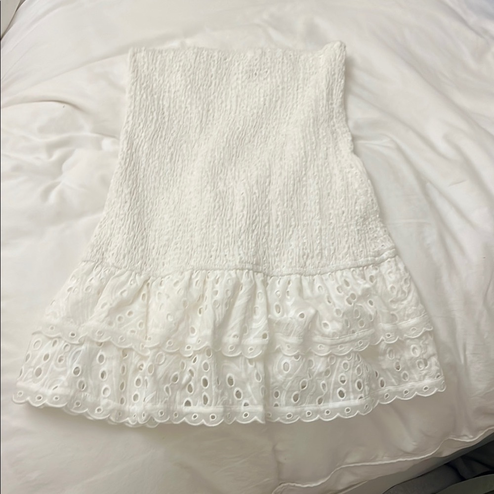 White Strapless Textured Dress